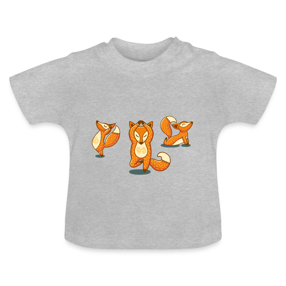 Baby T-Shirt - yoga fox - Grau meliert