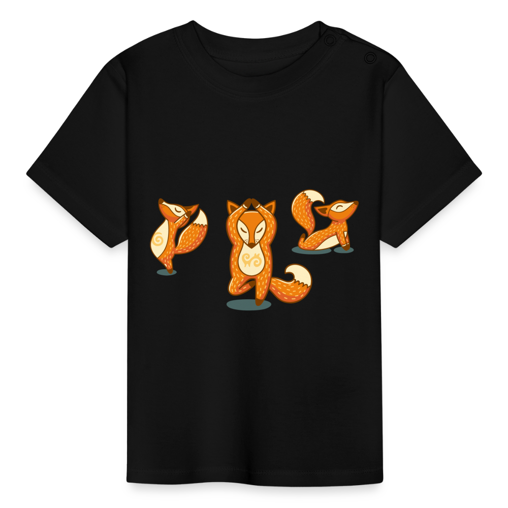 Baby T-Shirt - yoga fox - Schwarz