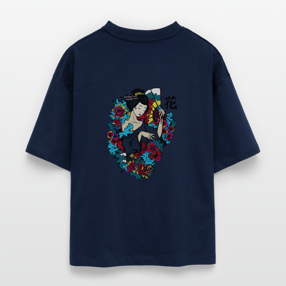Stanley/Stella Frauen Boxy Bio-T-Shirt Nova - Geisha Flower - Navy