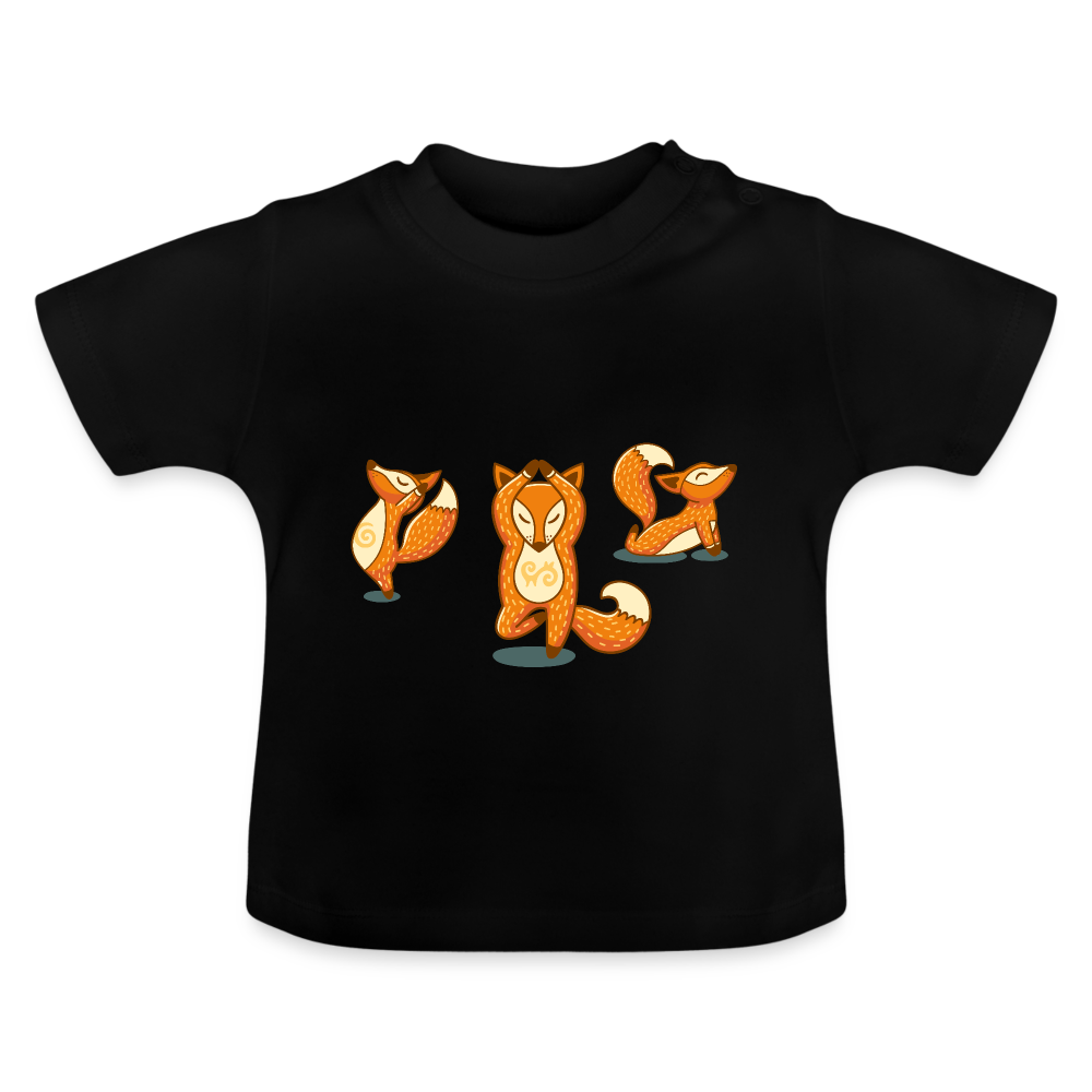 Baby T-Shirt - yoga fox - Schwarz