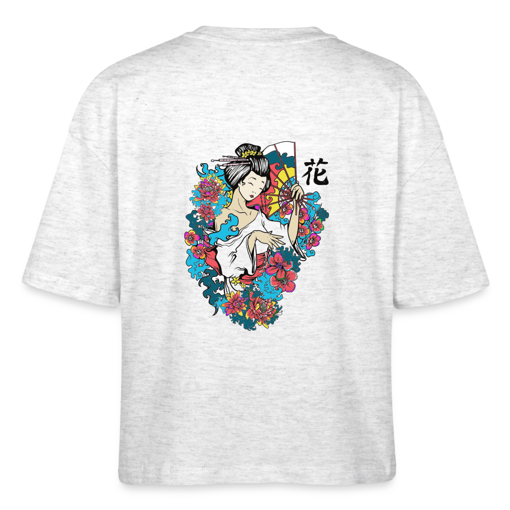 Stanley/Stella Frauen Boxy Bio-T-Shirt Nova - Geisha Flower - Weiß meliert