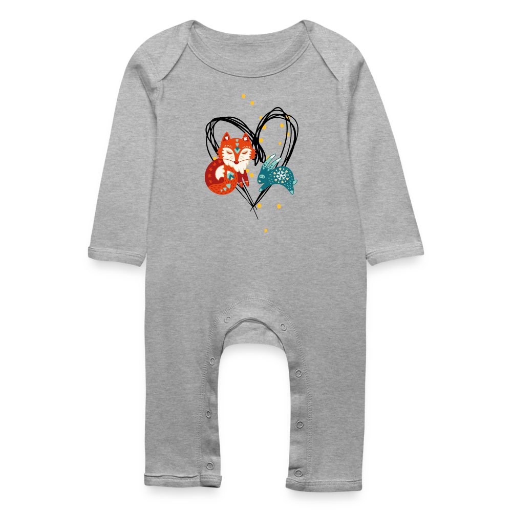 Baby Bio Strampler - fox and rabbit - Grau meliert