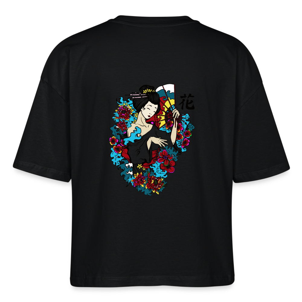 Stanley/Stella Frauen Boxy Bio-T-Shirt Nova - Geisha Flower - Schwarz