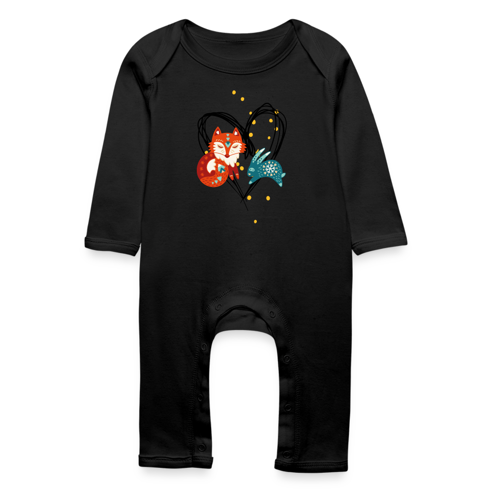 Baby Bio Strampler - fox and rabbit - Schwarz